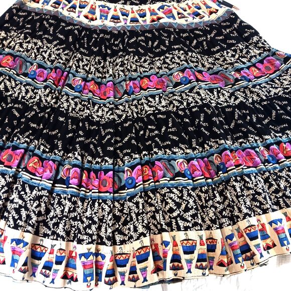 Carole Little Vintage Sz 4 100% Rayon Paris Novelty Maxi Skirt Made In The USA - Picture 9 of 11
